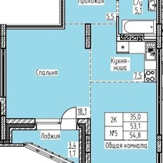 Квартира 54,8 м², 2-комнатная - изображение 2