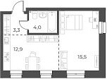 Квартира 35,7 м², 1-комнатная - изображение 1