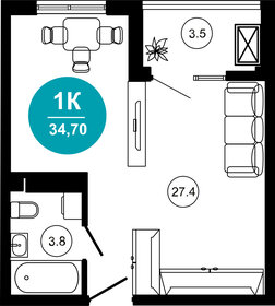 36,9 м², 1-комнатные апартаменты 27 306 000 ₽ - изображение 8