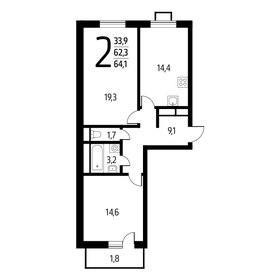 65,1 м², 2-комнатная квартира 16 400 000 ₽ - изображение 55