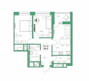 55,4 м², 2-комнатная квартира 8 800 000 ₽ - изображение 71