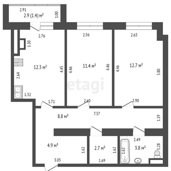 58 м², 2-комнатная квартира 5 450 000 ₽ - изображение 1