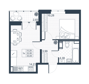 36,8 м², 1-комнатная квартира 4 017 920 ₽ - изображение 18