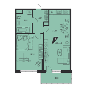 46,7 м², 1-комнатная квартира 7 462 800 ₽ - изображение 30