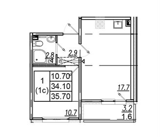 Квартира 37 м², 2-комнатная - изображение 1