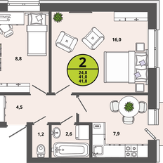 Квартира 41 м², 2-комнатная - изображение 2