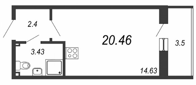 Квартира 22,2 м², студия - изображение 1