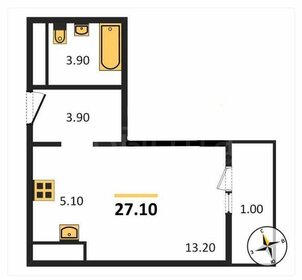 Квартира 27,1 м², 1-комнатная - изображение 1