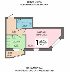 Квартира 32,8 м², 1-комнатная - изображение 1