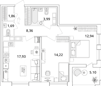 62,4 м², 2-комнатная квартира 15 500 000 ₽ - изображение 68