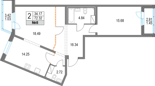 73,5 м², 2-комнатная квартира 17 165 308 ₽ - изображение 60