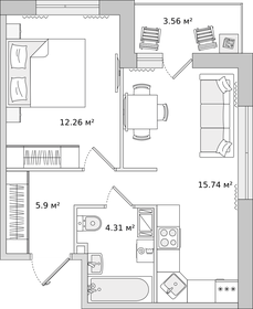 40,8 м², 1-комнатная квартира 9 400 000 ₽ - изображение 103