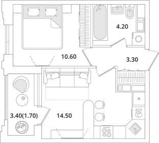 22,1 м², апартаменты-студия 6 479 999 ₽ - изображение 19