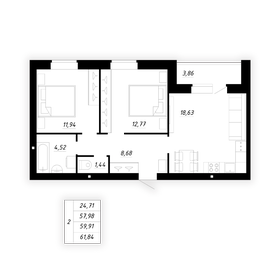 59,9 м², 2-комнатная квартира 4 759 000 ₽ - изображение 8