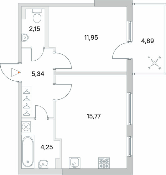 40,9 м², 1-комнатная квартира 6 814 742 ₽ - изображение 46