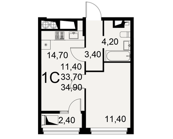 43,3 м², 1-комнатная квартира 4 113 500 ₽ - изображение 6