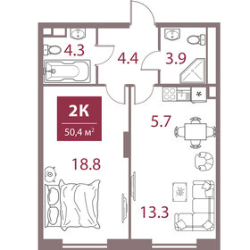 50,4 м², 2-комнатная квартира 32 089 680 ₽ - изображение 35