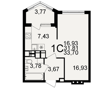 34,1 м², 1-комнатная квартира 1 550 000 ₽ - изображение 79