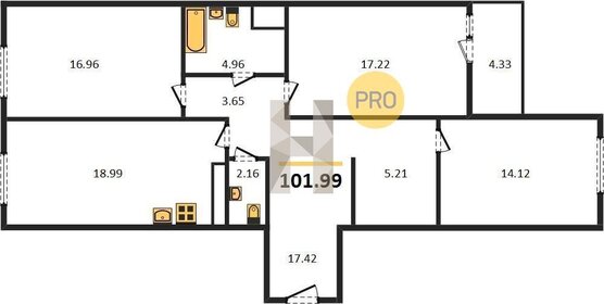 101,4 м², 3-комнатная квартира 36 382 320 ₽ - изображение 133