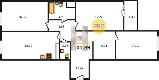 102 м², 3-комнатная квартира 42 270 000 ₽ - изображение 126