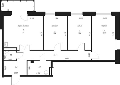 Квартира 89,9 м², 4-комнатная - изображение 1