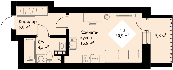 29,2 м², квартира-студия 4 818 000 ₽ - изображение 21