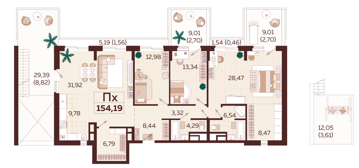 154,2 м², 4-комнатная квартира 58 600 000 ₽ - изображение 1