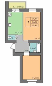 Квартира 55,4 м², 2-комнатная - изображение 1