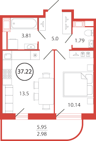 32,3 м², квартира-студия 5 750 000 ₽ - изображение 1