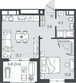 41,1 м², 1-комнатная квартира 12 330 000 ₽ - изображение 19