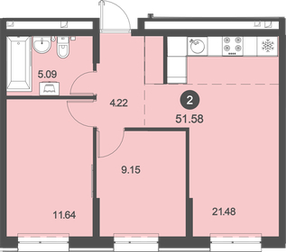 51,4 м², 2-комнатная квартира 7 240 350 ₽ - изображение 40