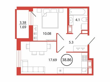 Квартира 38,9 м², 1-комнатная - изображение 1