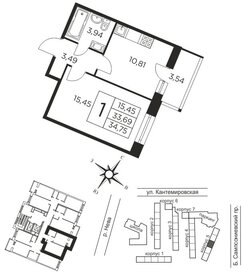 Квартира 33,7 м², 1-комнатная - изображение 1