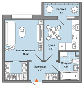 34 м², 1-комнатная квартира 3 921 617 ₽ - изображение 26