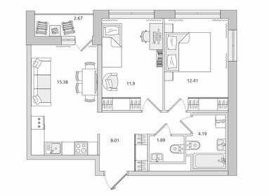 Квартира 56,5 м², 2-комнатная - изображение 1