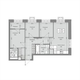 Квартира 62,9 м², 4-комнатная - изображение 1