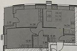 Квартира 54 м², 2-комнатная - изображение 1