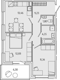 Квартира 59,3 м², 2-комнатная - изображение 1