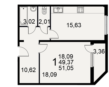 50,3 м², 1-комнатная квартира 4 599 705 ₽ - изображение 10