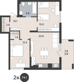 66,4 м², 2-комнатная квартира 13 274 000 ₽ - изображение 7