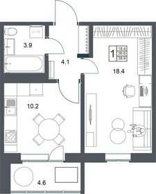 38,9 м², 1-комнатная квартира 3 905 560 ₽ - изображение 10