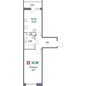 Квартира 42,9 м², 1-комнатная - изображение 1