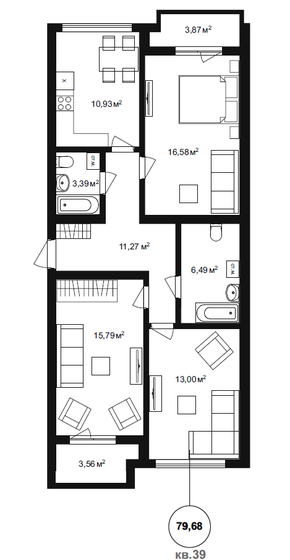79,3 м², 3-комнатная квартира 10 622 504 ₽ - изображение 1
