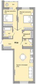 77,9 м², 2-комнатная квартира 9 192 200 ₽ - изображение 14