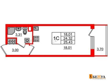 Квартира 24,3 м², студия - изображение 4