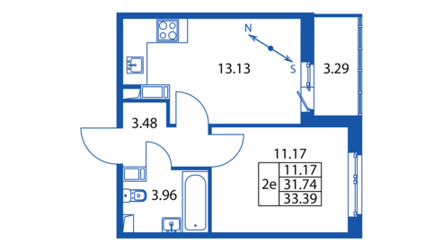 31,1 м², 1-комнатная квартира 4 500 000 ₽ - изображение 148
