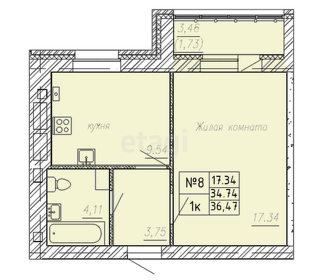 37 м², 1-комнатная квартира 3 475 000 ₽ - изображение 14