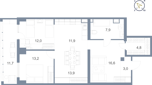 95 м², 1-комнатная квартира 8 280 000 ₽ - изображение 22