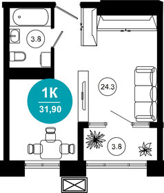 Квартира 31,9 м², 1-комнатные - изображение 1