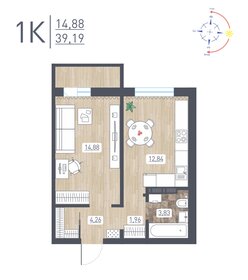 Квартира 39,2 м², 1-комнатная - изображение 1